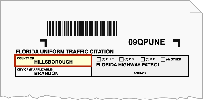 Traffic citation - county of issuance
